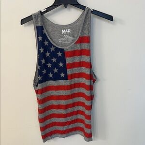 MAD Engine Gray Tank Top with Red and Blue Design
